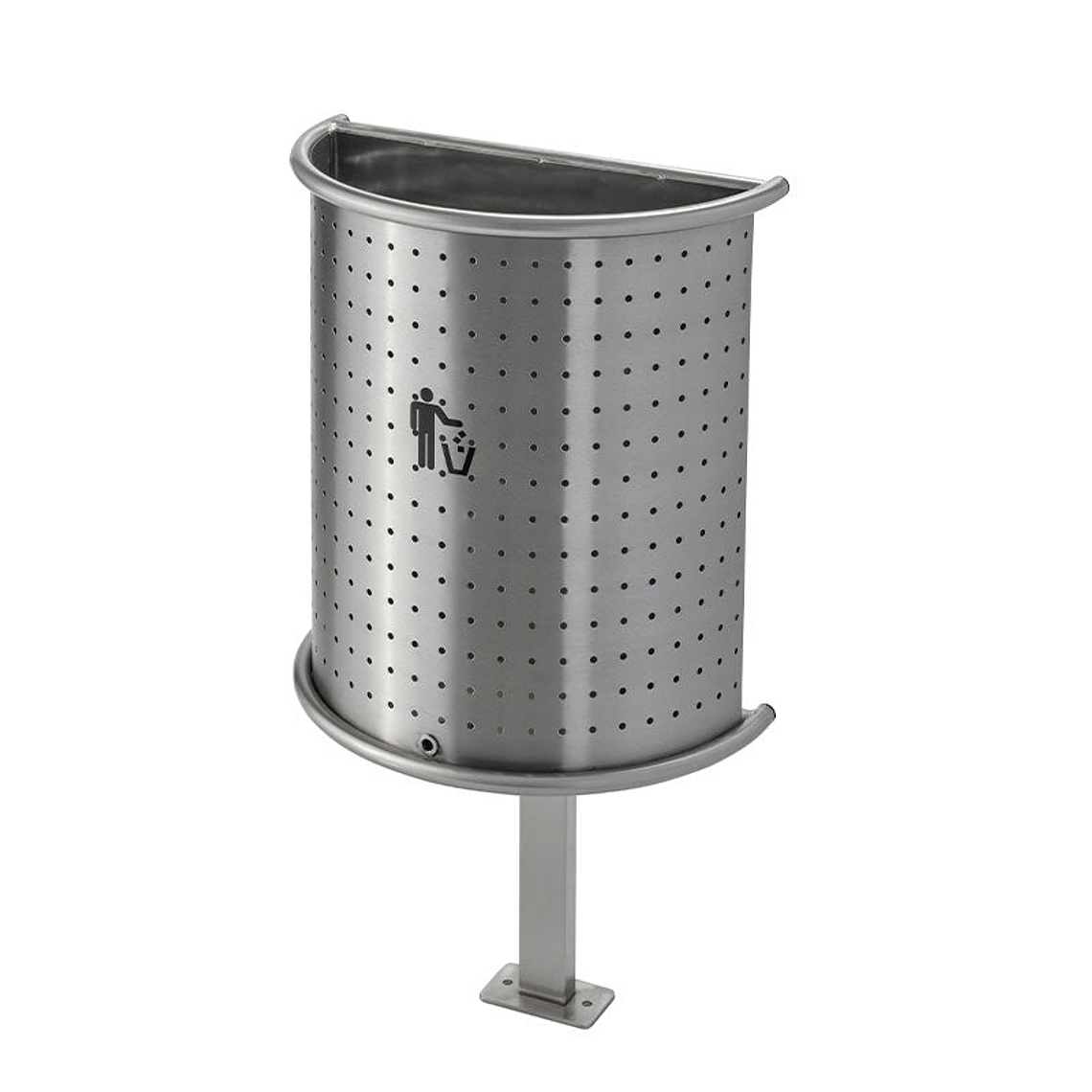 Papelera Urbana Semicircular Inox - 32 Litros 1