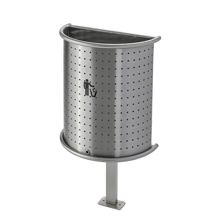 Papelera Urbana Semicircular Inox - 32 Litros 1
