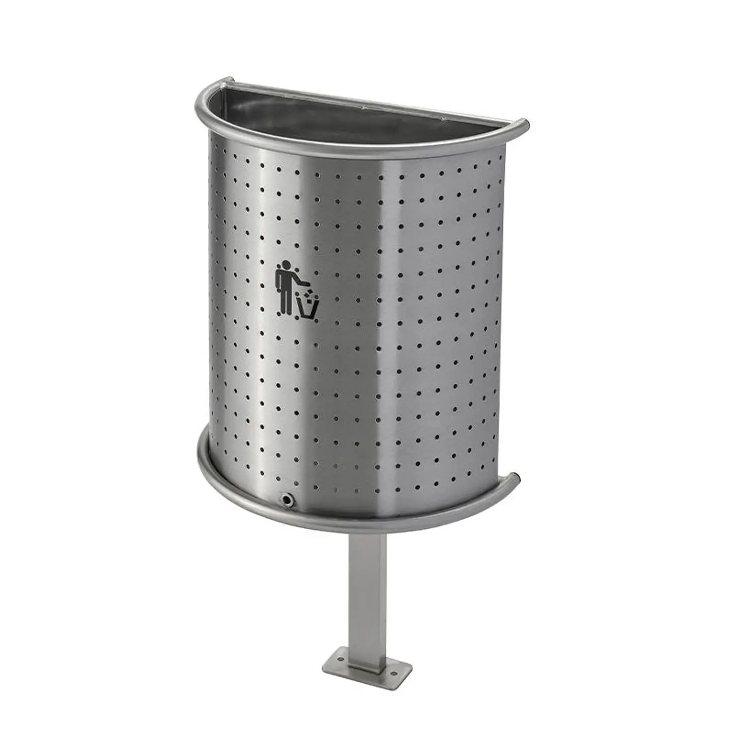 Papelera Urbana Semicircular Inox - 32 Litros 1