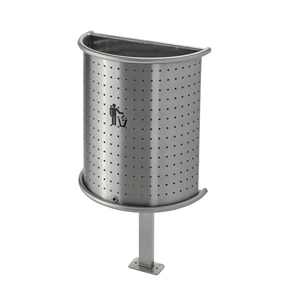 Papelera Urbana Semicircular Inox - 32 Litros 1
