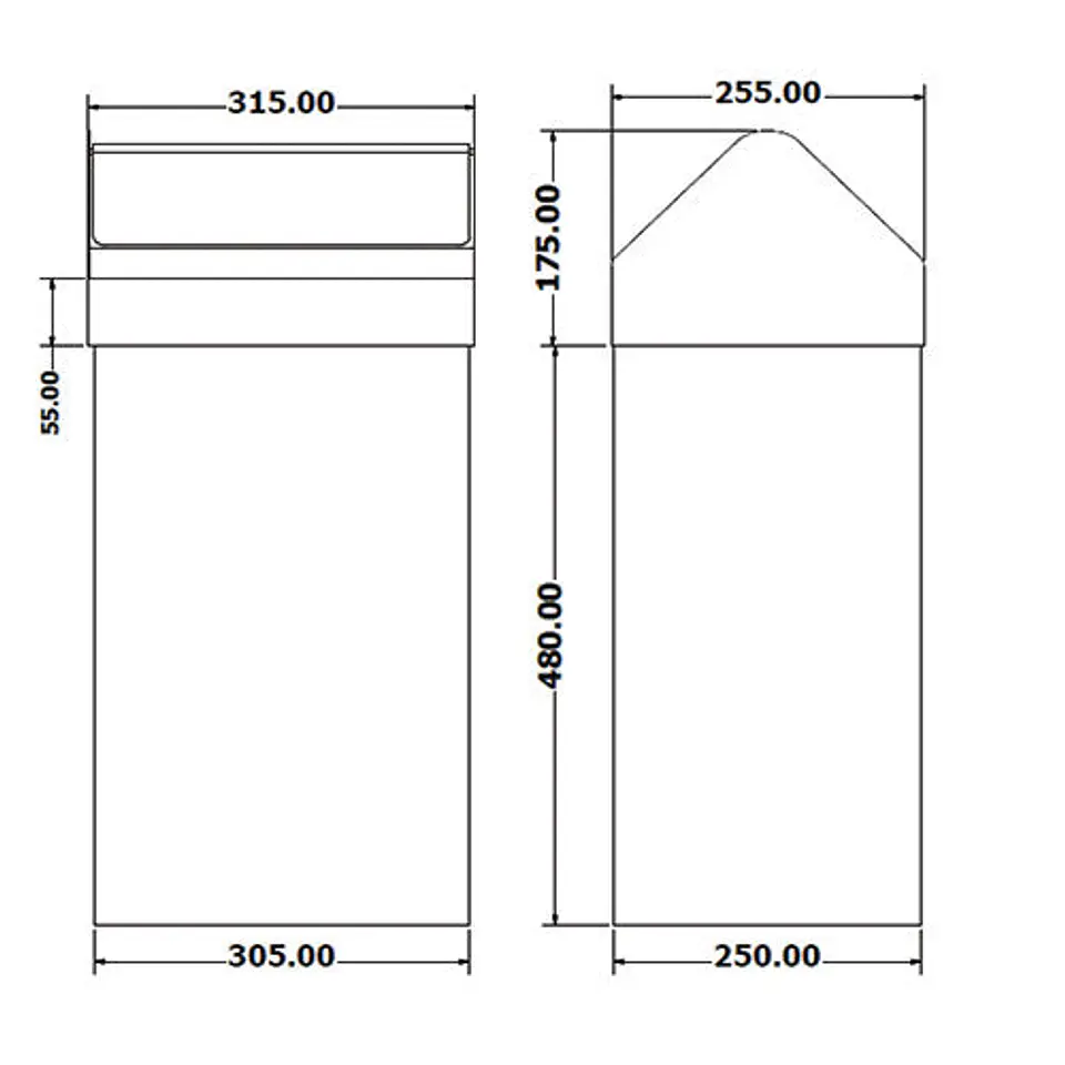 Papelera Rectangular Metálica Tapa Basculante - 38 Litros 2