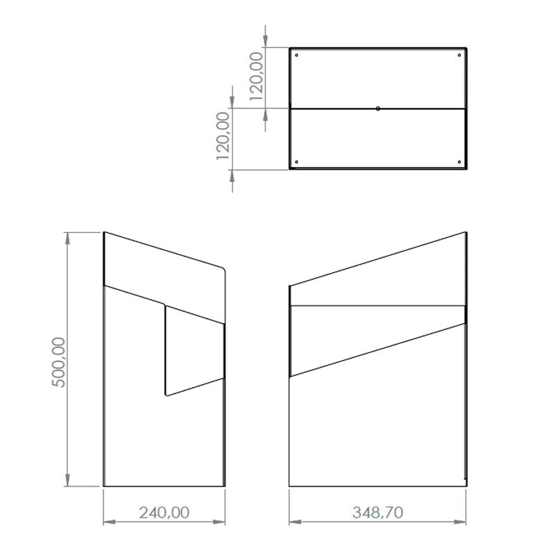 Paragüero Rectangular Inox con 2 Orificios 2