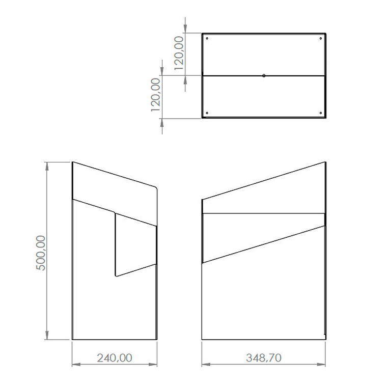Paragüero Rectangular Inox con 2 Orificios 2