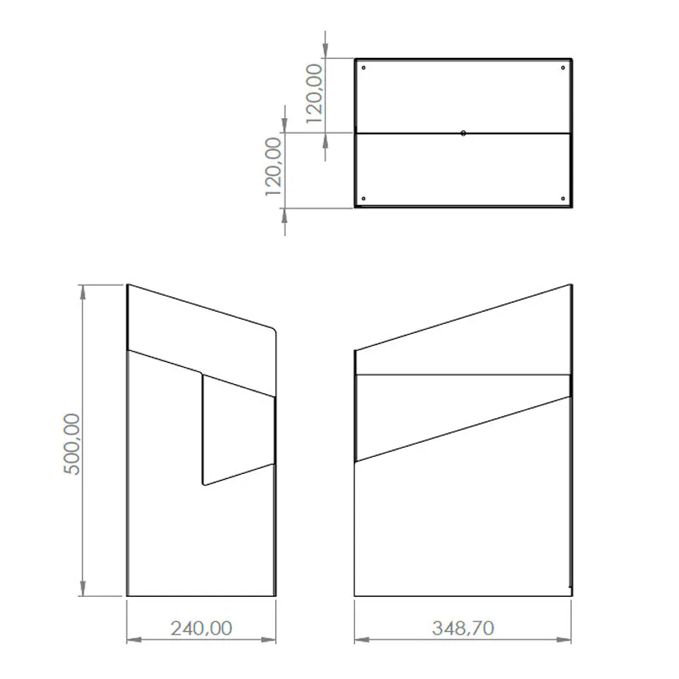 Paragüero Rectangular Inox con 2 Orificios 2