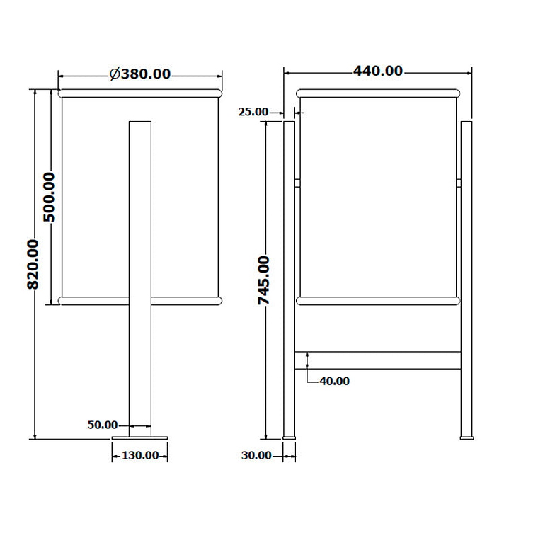 Papelera Urbana Circular Inox - 50 Litros 2