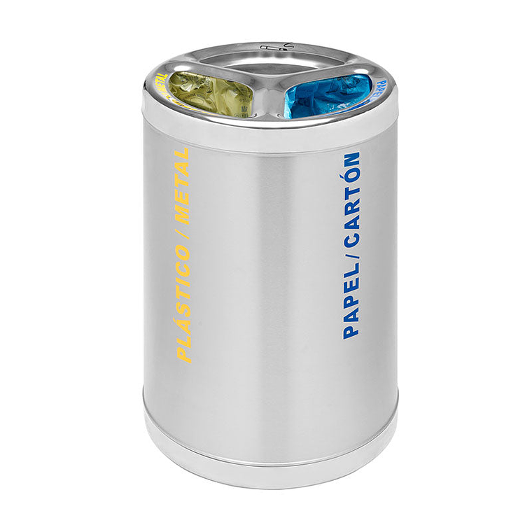 Ecopunto con Cenicero Inox Barcelona - 2 Residuos 1