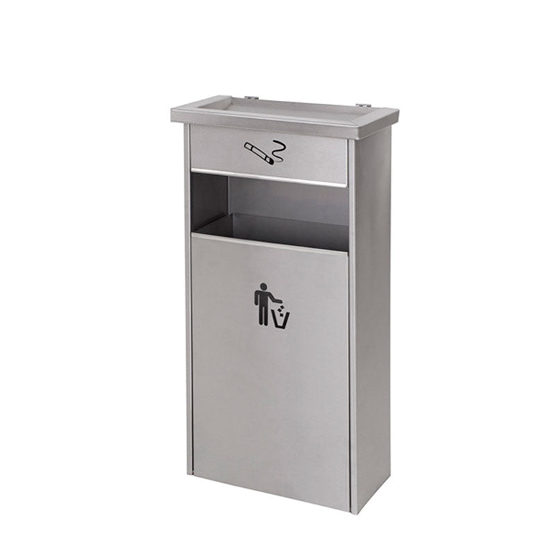 Cenicero Papelera de Pared Rectangular Inox - 15 + 3 Litros 1