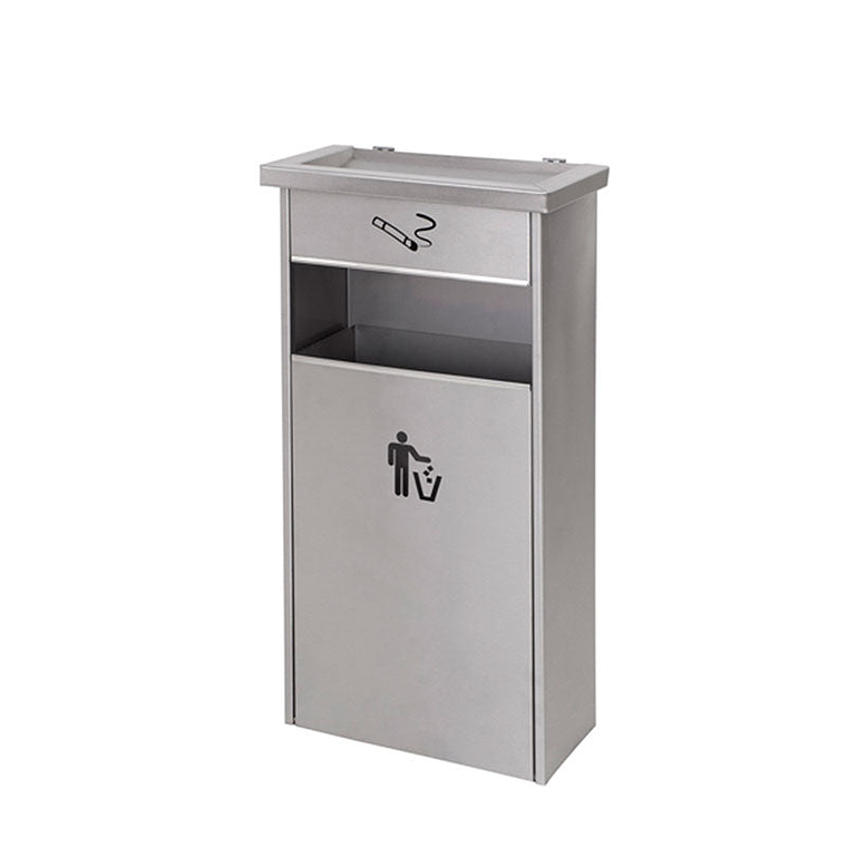 Cenicero Papelera de Pared Rectangular Inox - 15 + 3 Litros 1