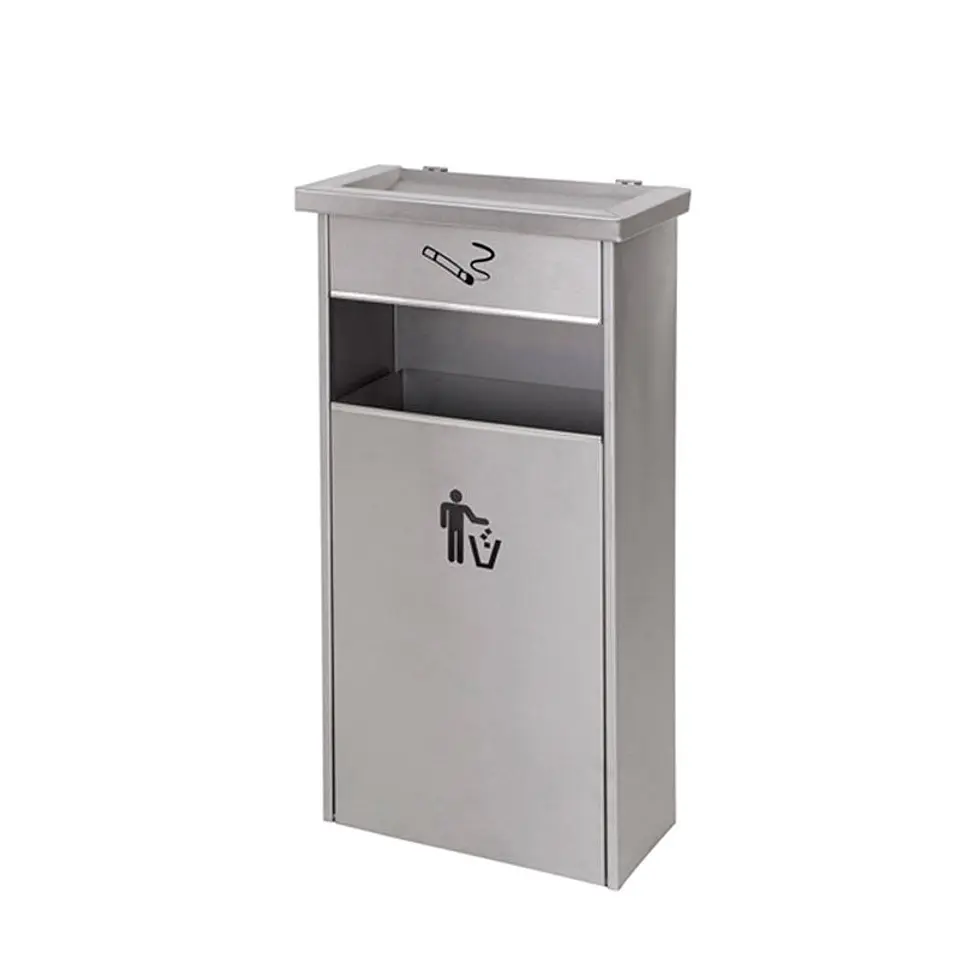 Cenicero Papelera de Pared Rectangular Inox - 15 + 3 Litros 1