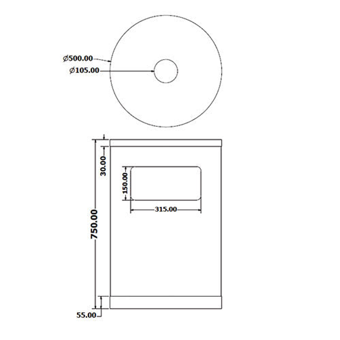 Cenicero Papelera Gran Capacidad Inox 95 + 8 Litros 2