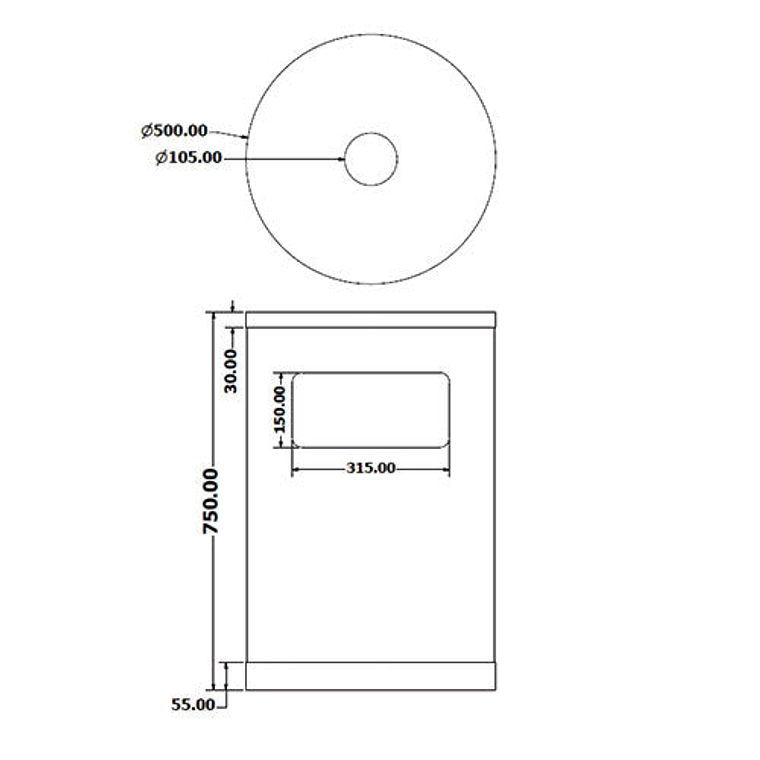 Cenicero Papelera Gran Capacidad Inox 95 + 8 Litros 2