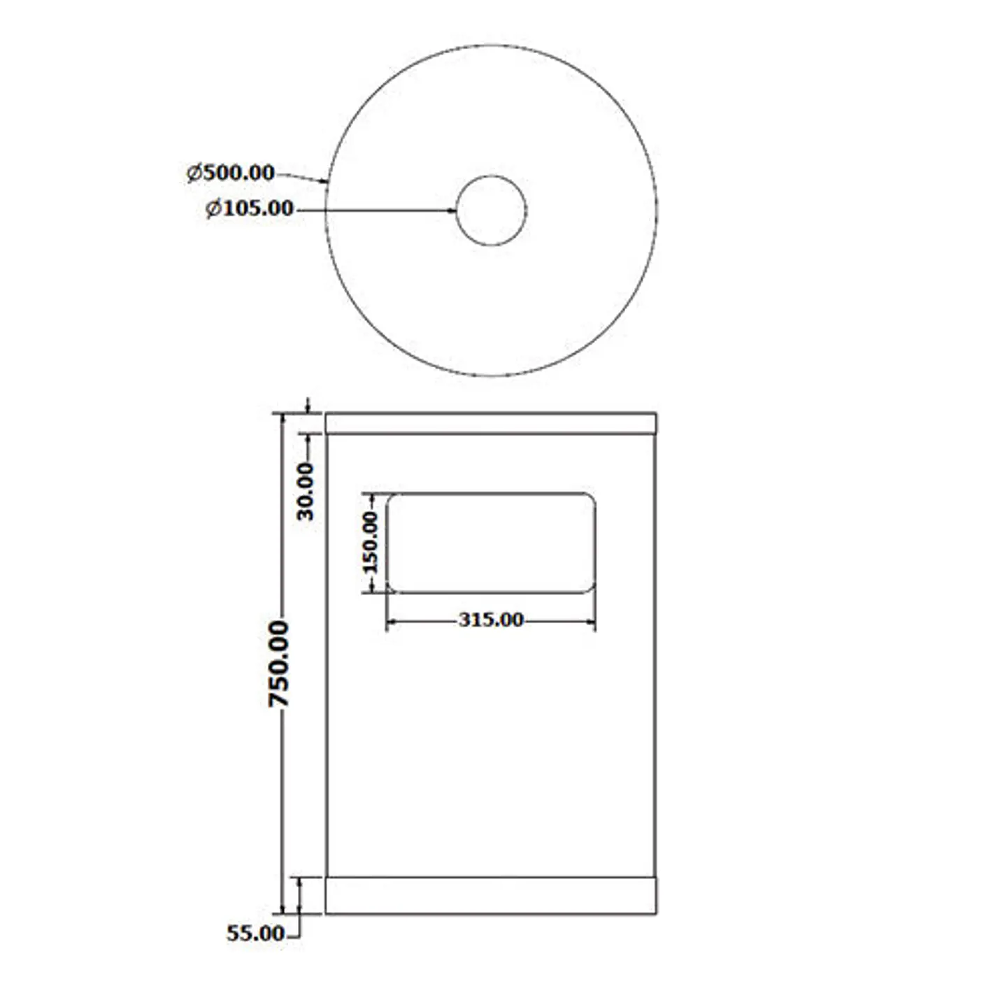 Cenicero Papelera Gran Capacidad Inox 95 + 8 Litros 2