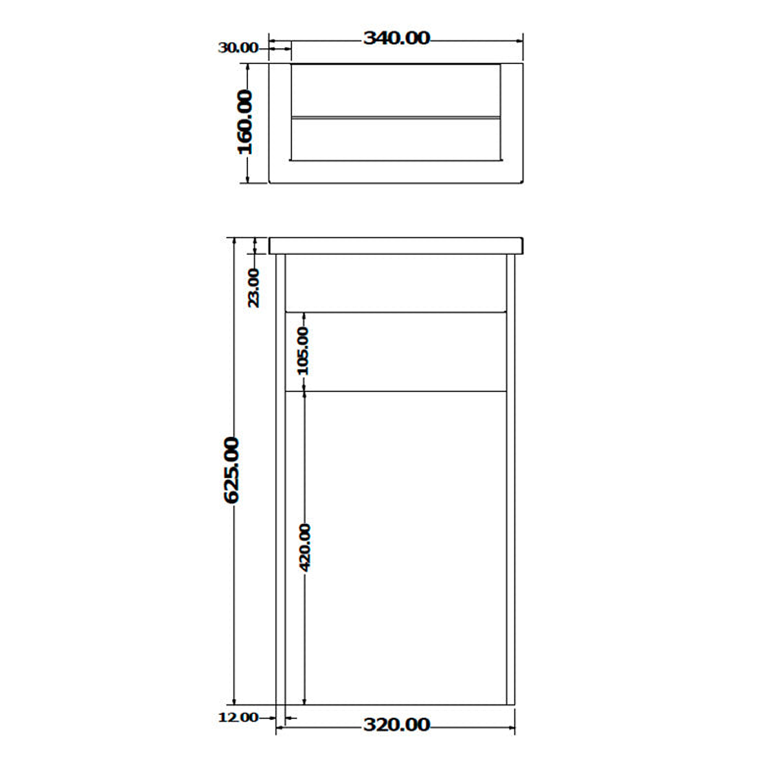 Cenicero Papelera de Pared Rectangular Inox - 15 + 3 Litros 2