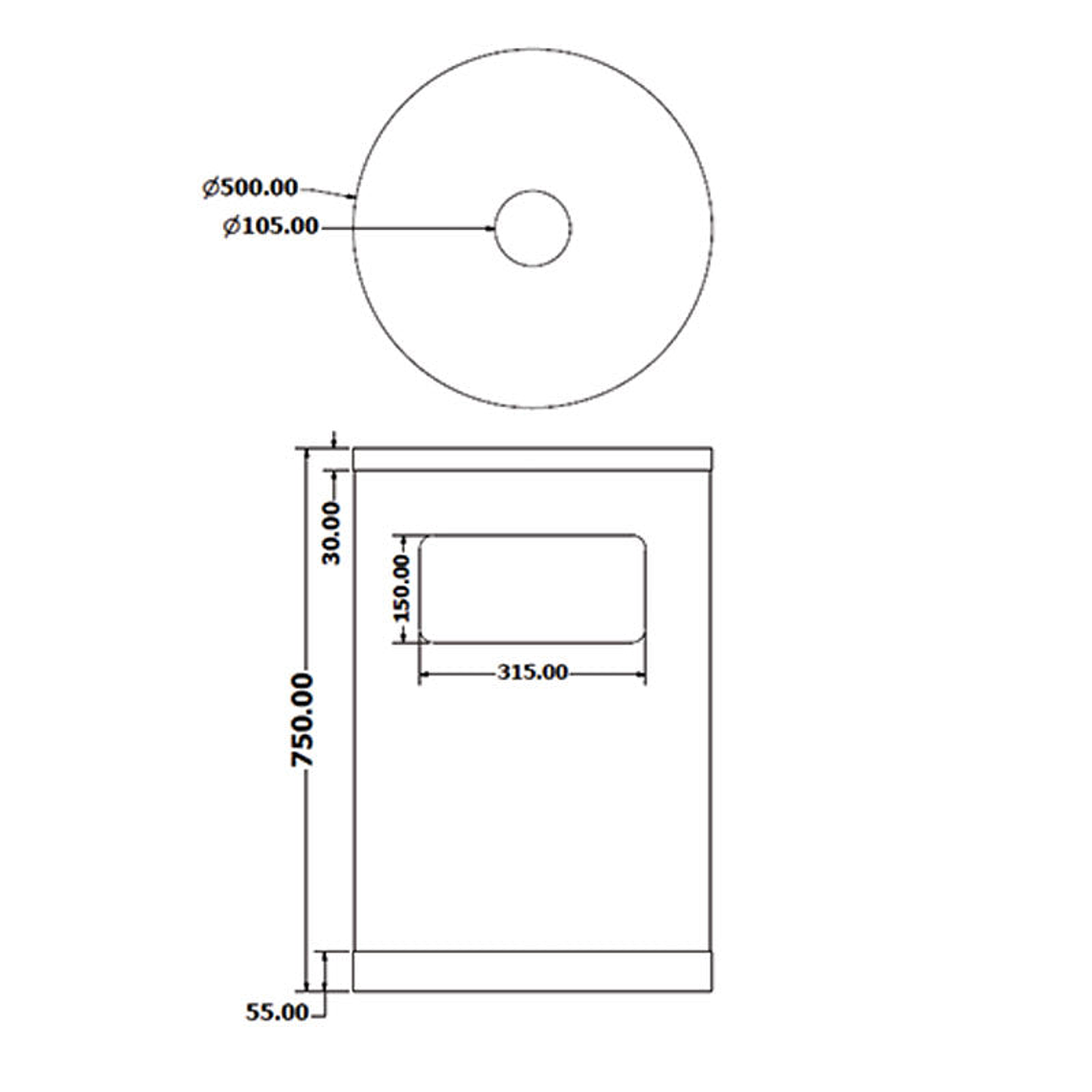 Cenicero Papelera Gran Capacidad Metálico 95 + 8 Litros 3