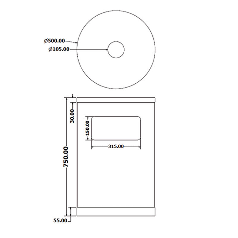 Cenicero Papelera Gran Capacidad Metálico 95 + 8 Litros 3