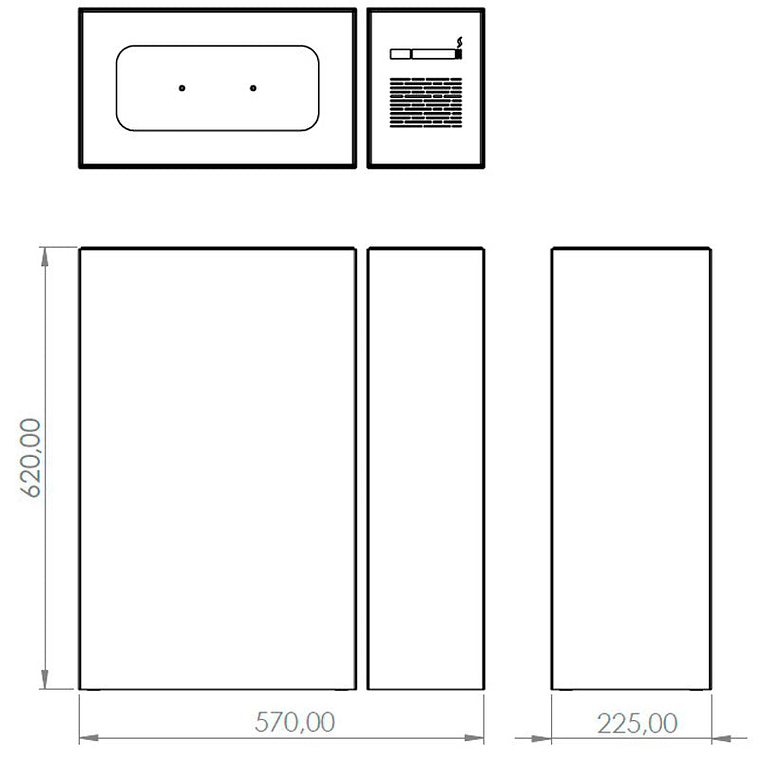 Cenicero y Papelera Rectangular Inox - 54 + 23 Litros 3