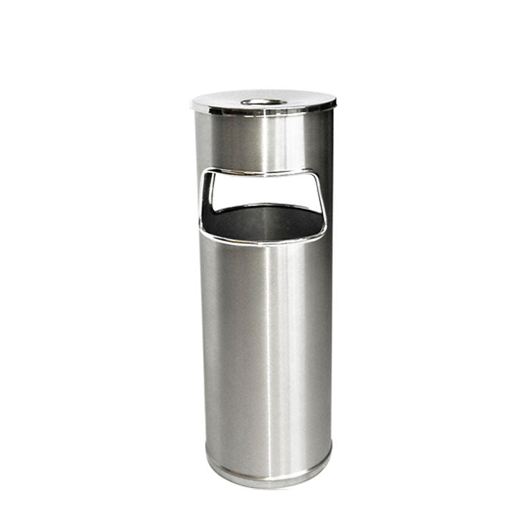 Cenicero Papelera Circular Dos Aberturas Inox 18 + 2 Litros 1