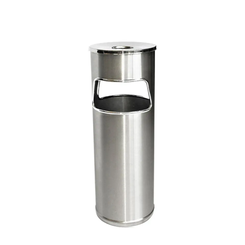 Cenicero Papelera Circular Dos Aberturas Inox 18 + 2 Litros 1
