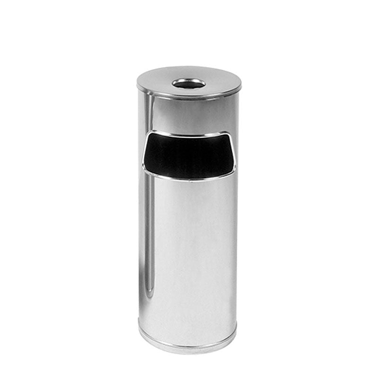 Cenicero Papelera Circular Una Abertura Inox 14 + 2 Litros 1