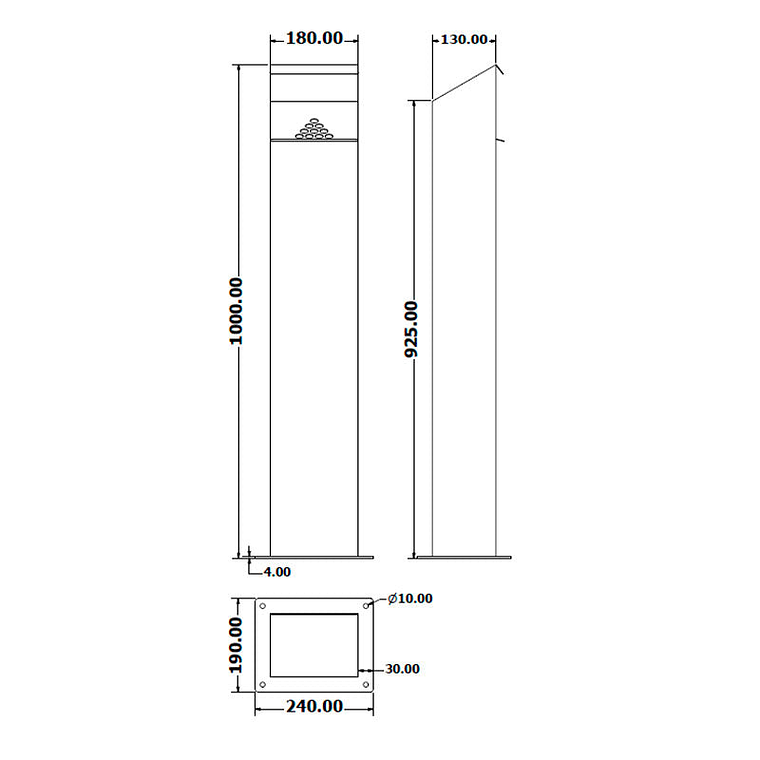 Cenicero de Pie Rectangular Inox – 4 Litros 3