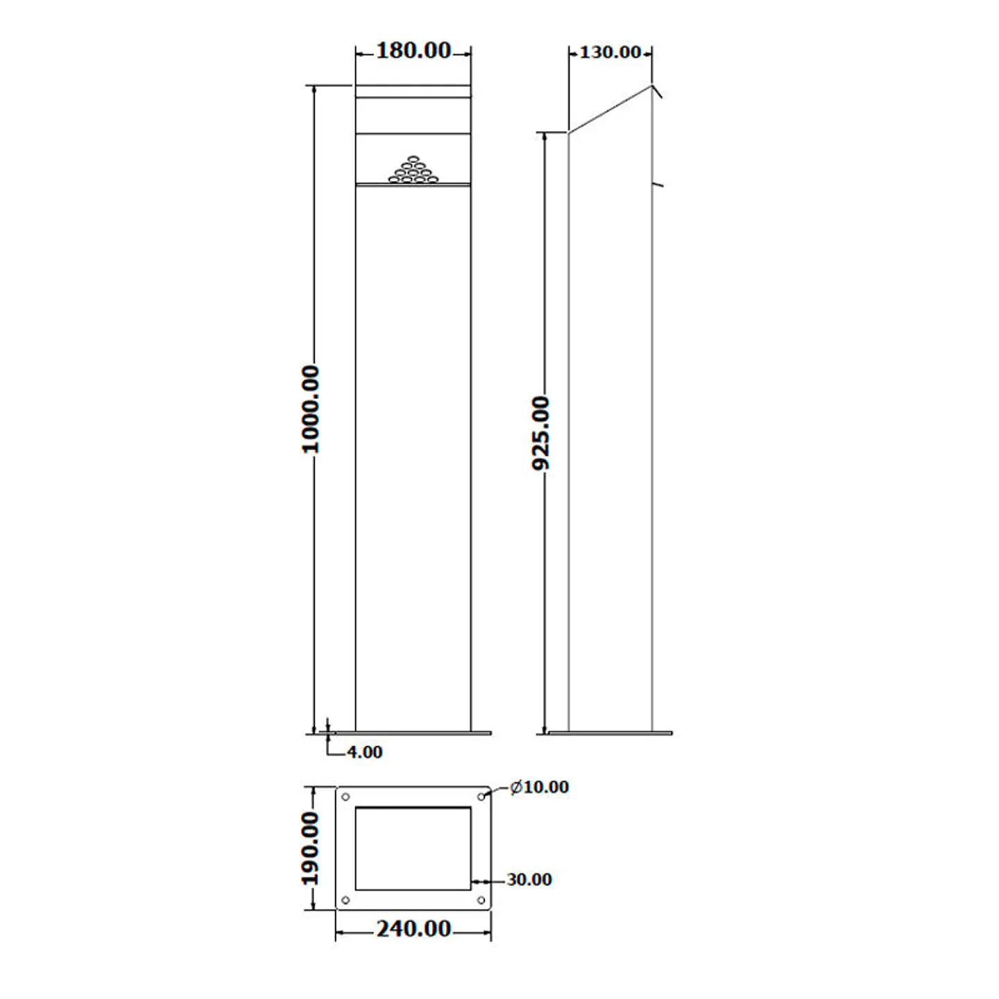 Cenicero de Pie Rectangular Inox – 4 Litros 3