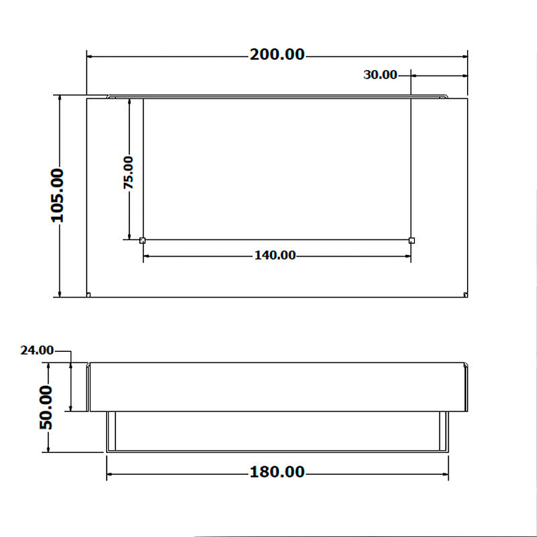 Cenicero de Pared Rectangular Inox - 0,6 Litro 3