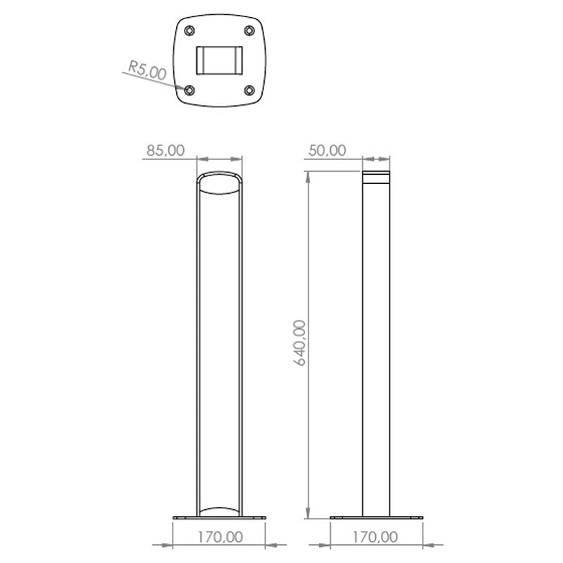 Bolardo de Seguridad Metálica Rectangular Anclable 2