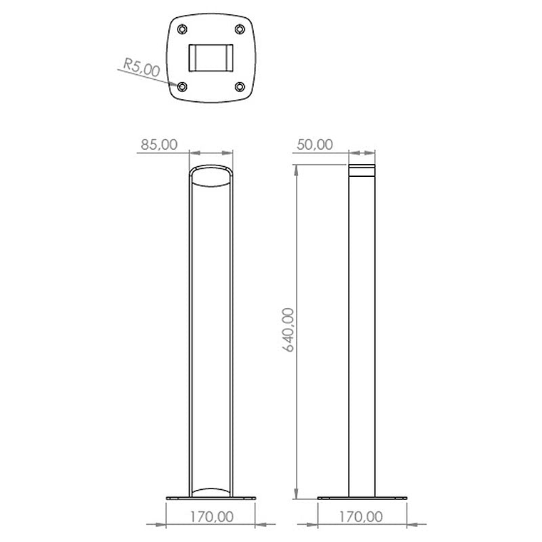 Bolardo de Seguridad Metálica Rectangular Anclable 2