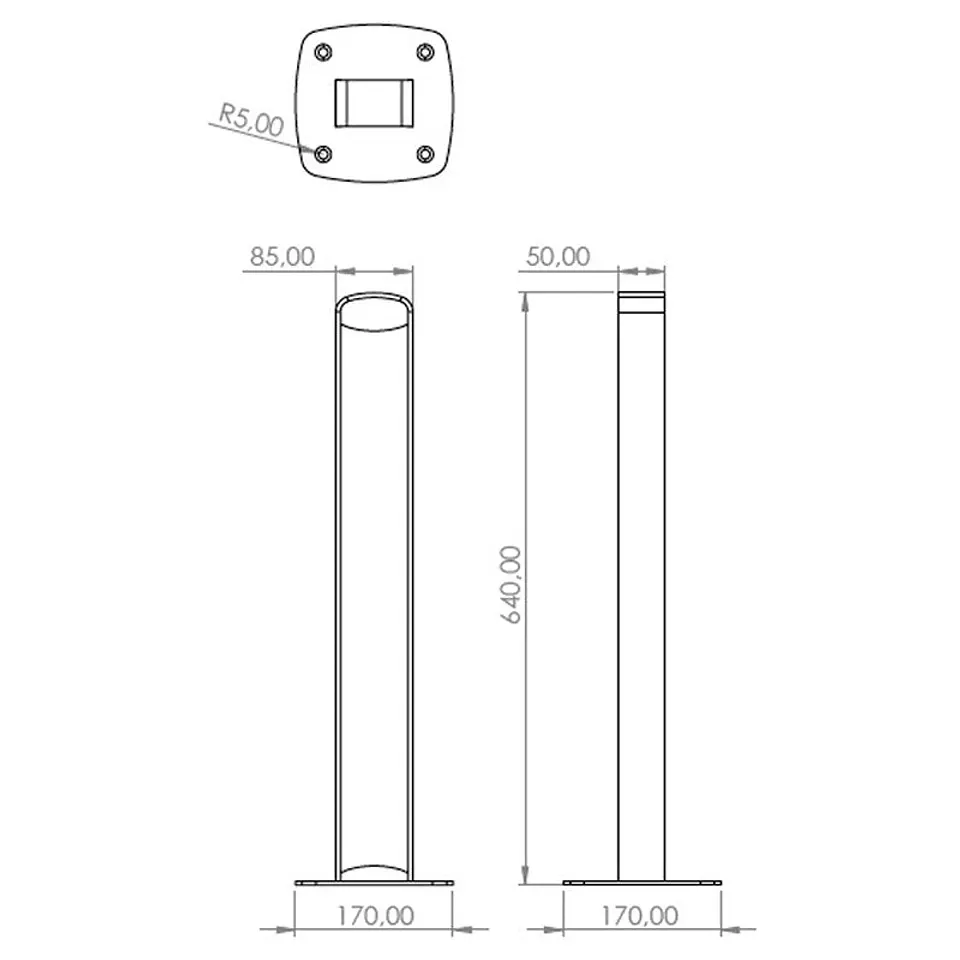 Bolardo de Seguridad Metálica Rectangular Anclable 2