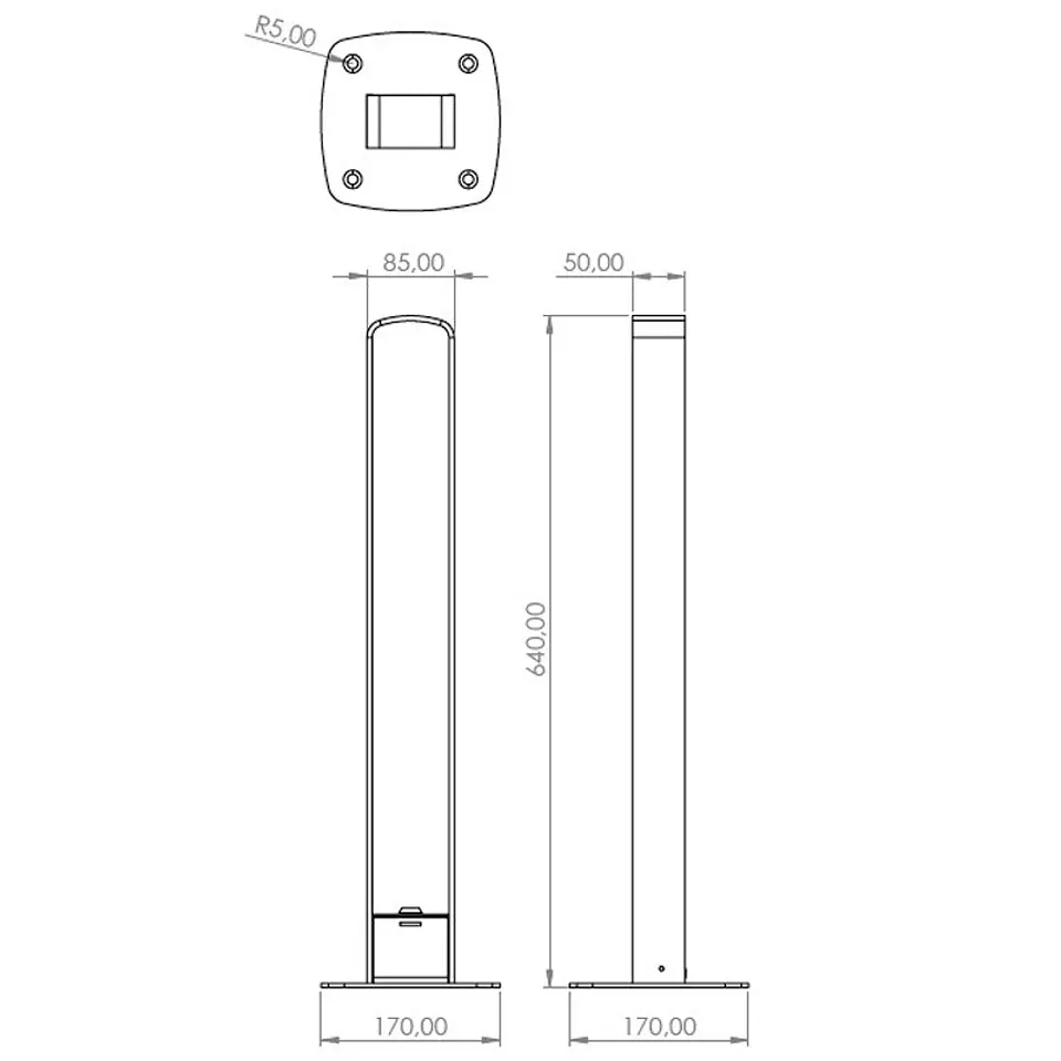 Bolardo de Seguridad Metálica Rectangular Anclable Rebatival 3