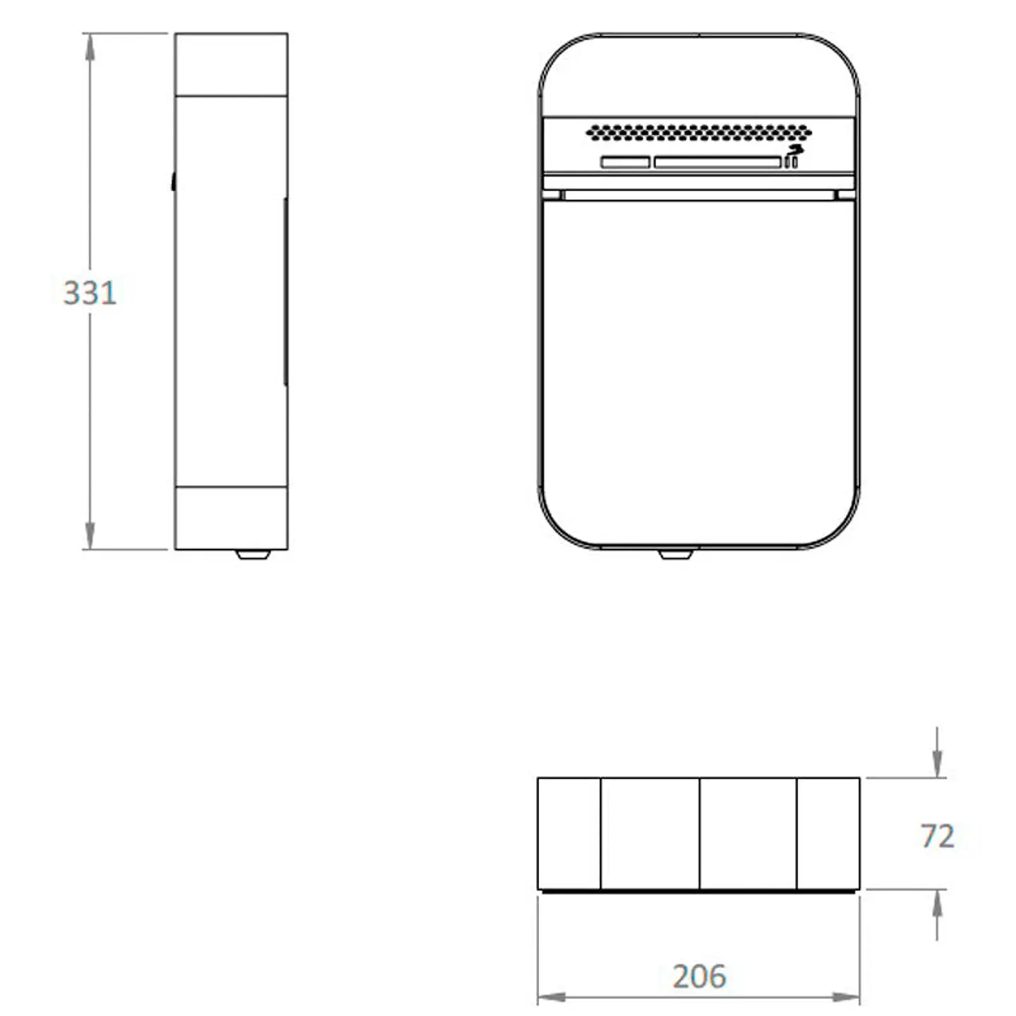 Cenicero de Pared Rectangular Inox - 3 Litros 3