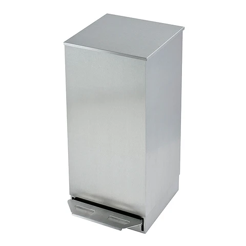 Papelera Cuadrada Inox con Tapa y Pedal - 60 Litros