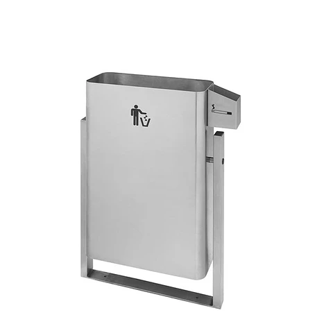 Papelera Urbana con Cenicero Rectangular Inox - 45 + 0,8 Litros