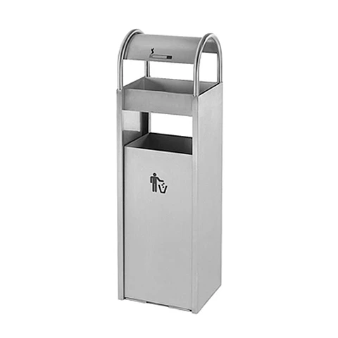 Papelera con Cenicero Rectangular Inox - 35 + 2,5 Litros