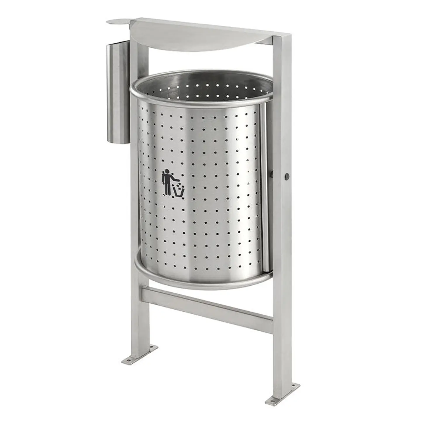 Papelera Urbana con Techado y Cenicero Circular Inox - 50 + 2 litros 1