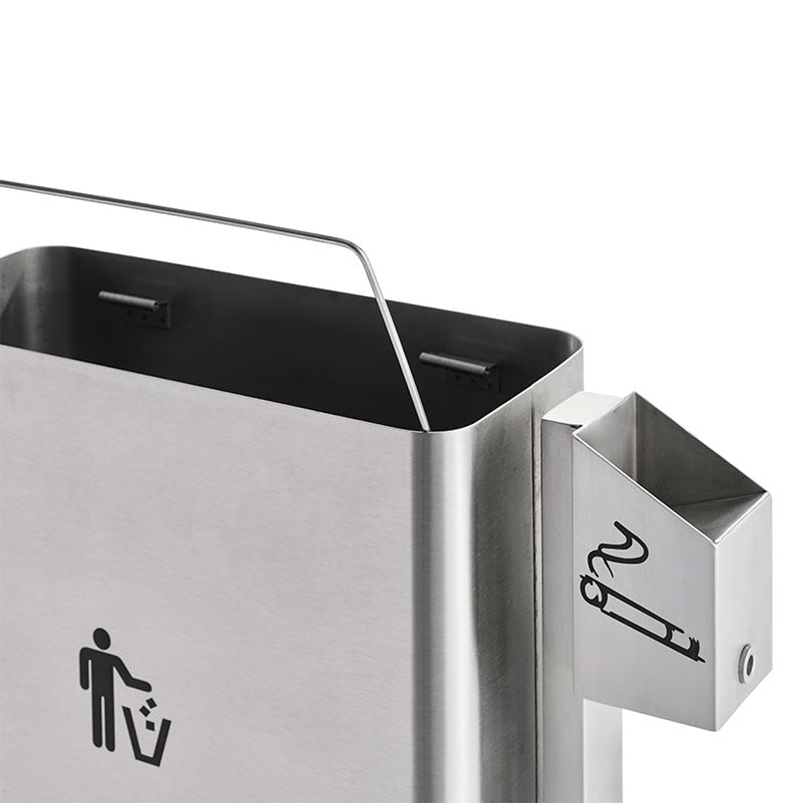 Papelera Urbana con Cenicero Rectangular Inox - 45 + 0,8 Litros 2