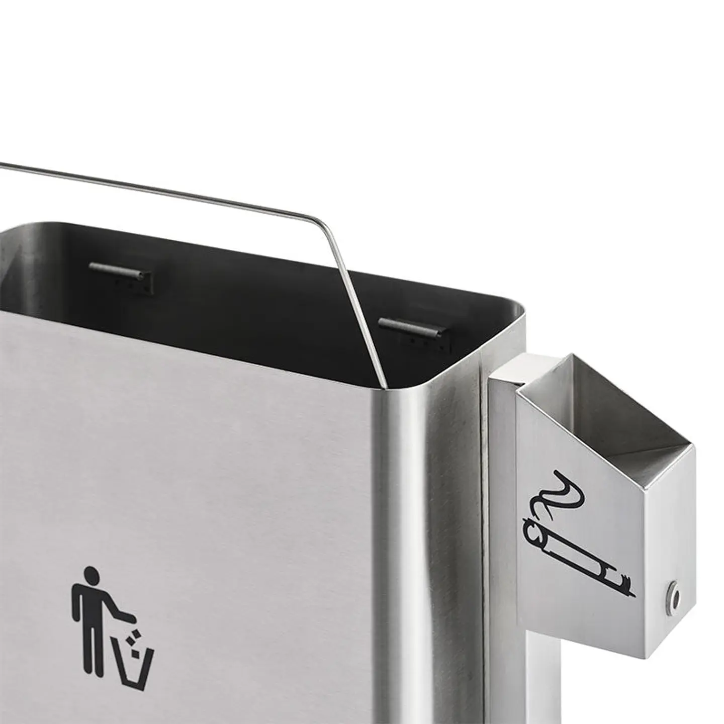 Papelera Urbana con Cenicero Rectangular Inox - 45 + 0,8 Litros 2