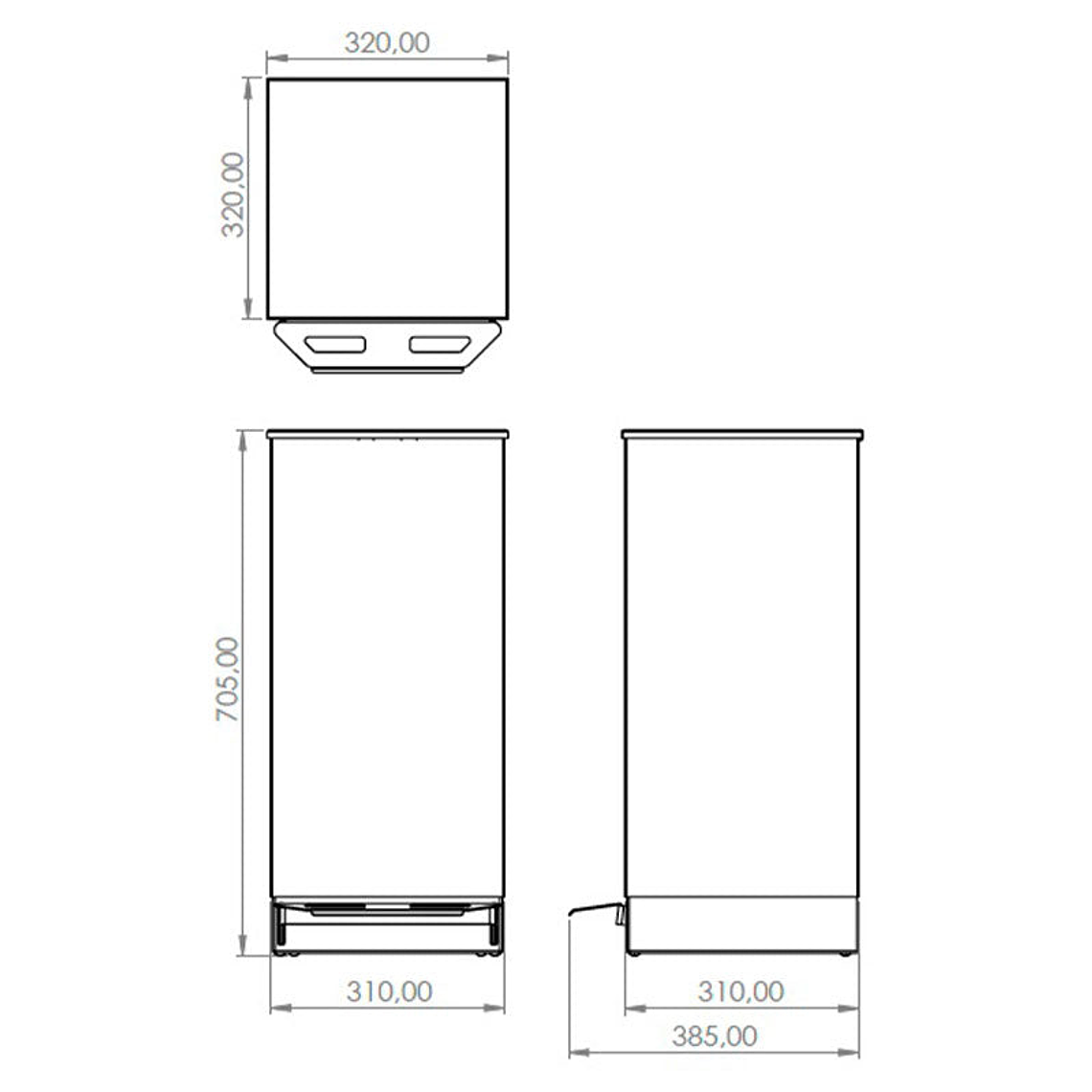 Papelera Urbana Cuadrada Metálica con Tapa y Pedal - 60 Litros 2