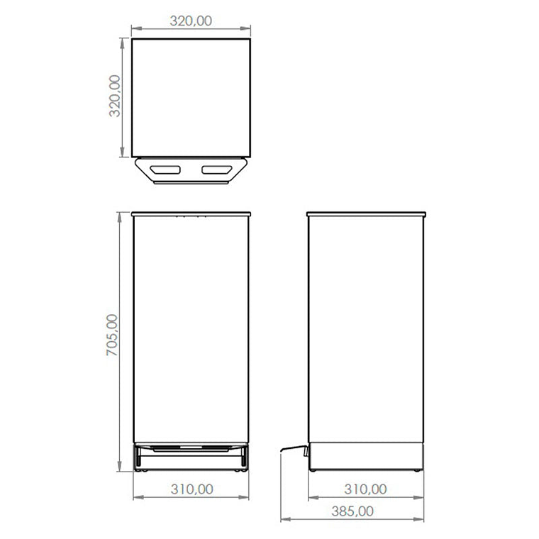Papelera Urbana Cuadrada Metálica con Tapa y Pedal - 60 Litros 2
