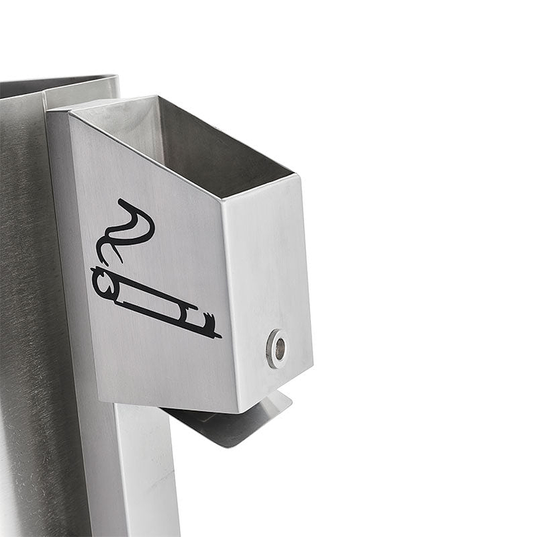 Papelera Urbana con Cenicero Rectangular Inox - 45 + 0,8 Litros 3