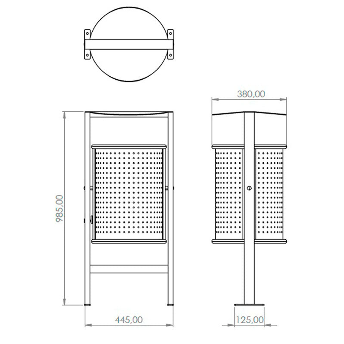 Papelera Urbana con Techado Circular Inox - 50 Litros 2