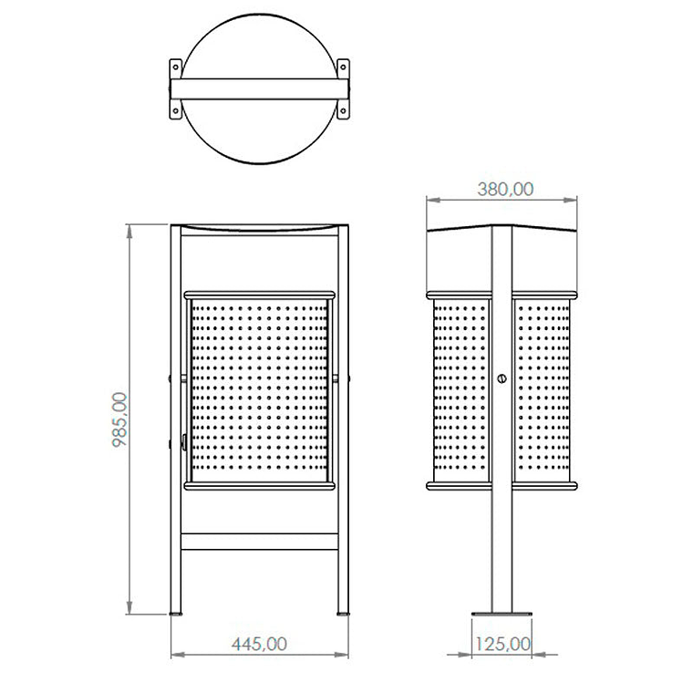 Papelera Urbana con Techado Circular Inox - 50 Litros 2