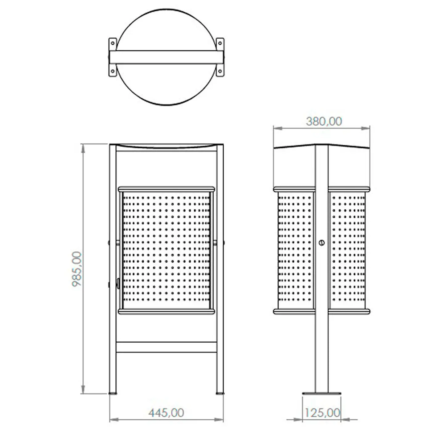 Papelera Urbana con Techado Circular Inox - 50 Litros 2