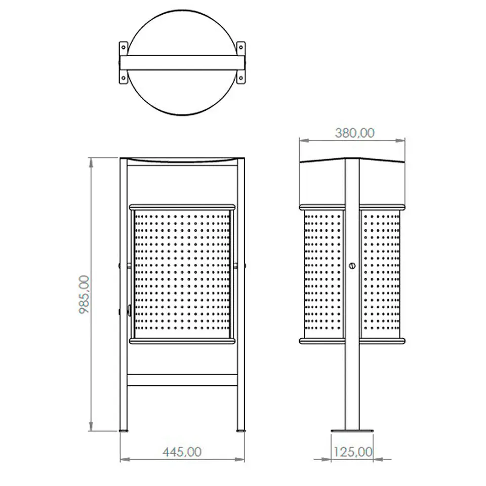 Papelera Urbana con Techado Circular Inox - 50 Litros 2