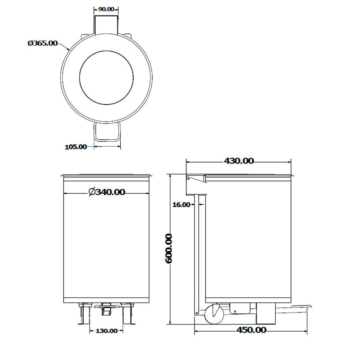 Papelera Urbana Circular Inox con Tapa y Pedal - 45 Litros 2