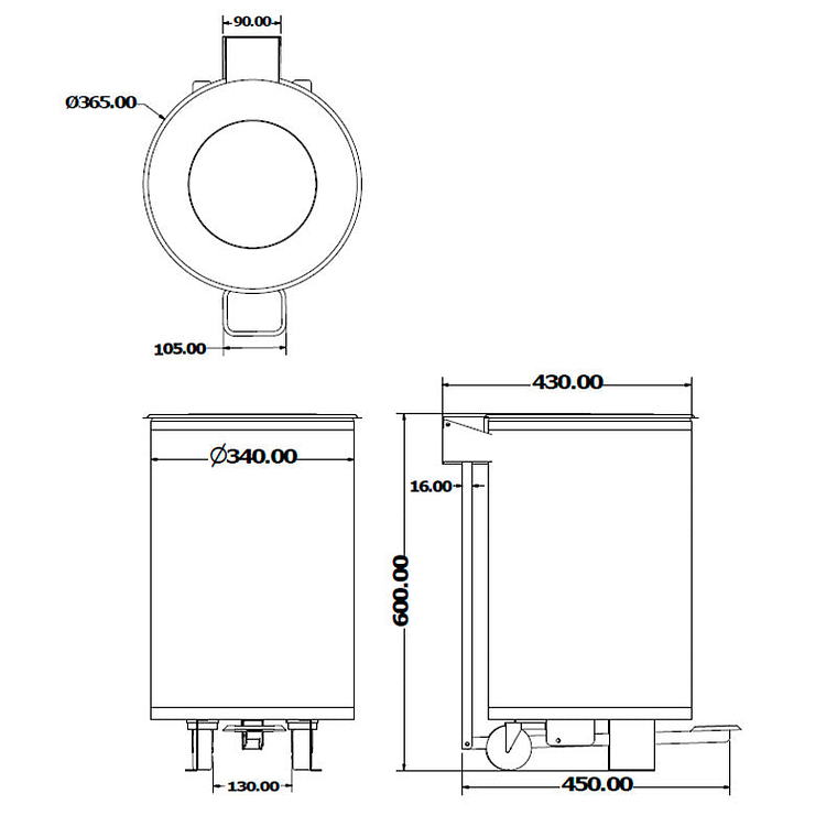 Papelera Urbana Circular Inox con Tapa y Pedal - 45 Litros 2