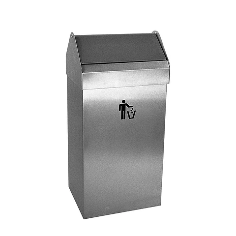 Papelera Rectangular Inox Tapa Basculante - 38 Litros