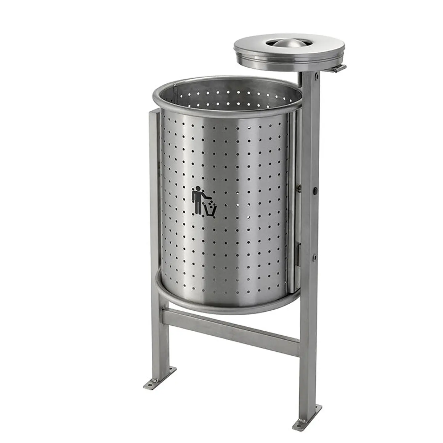 Papelera Urbana con Cenicero Circular Inox - 50 + 2 Litros 1