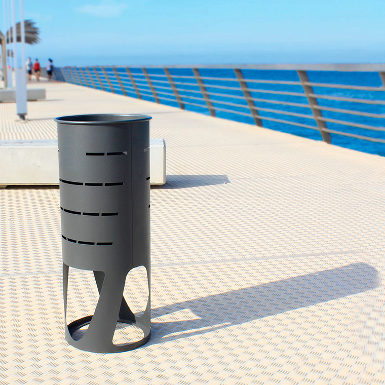 Papelera Urbana Metálica Cilíndrica - 60 Litros 3