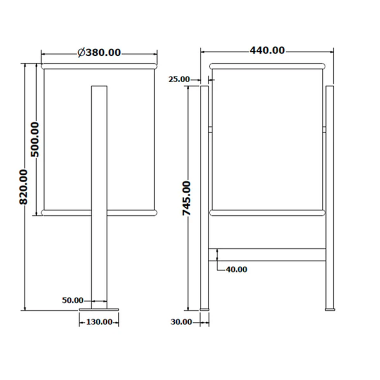 Papelera Urbana Circular Metálica - 50 Litros 3